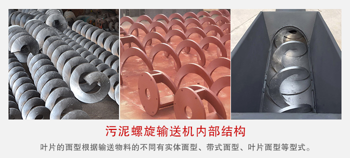 污泥螺旋輸送機不同的粘性的物料對應不同材質的螺旋葉片。